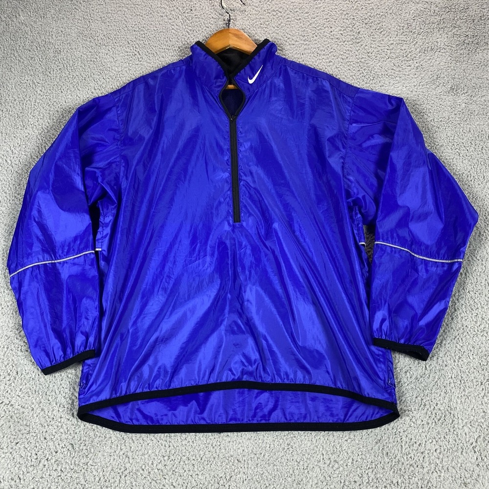 Vtg Nike Jacket Mens Medium Blue 1/2 Zip Pullover Golf Running Vented 90s